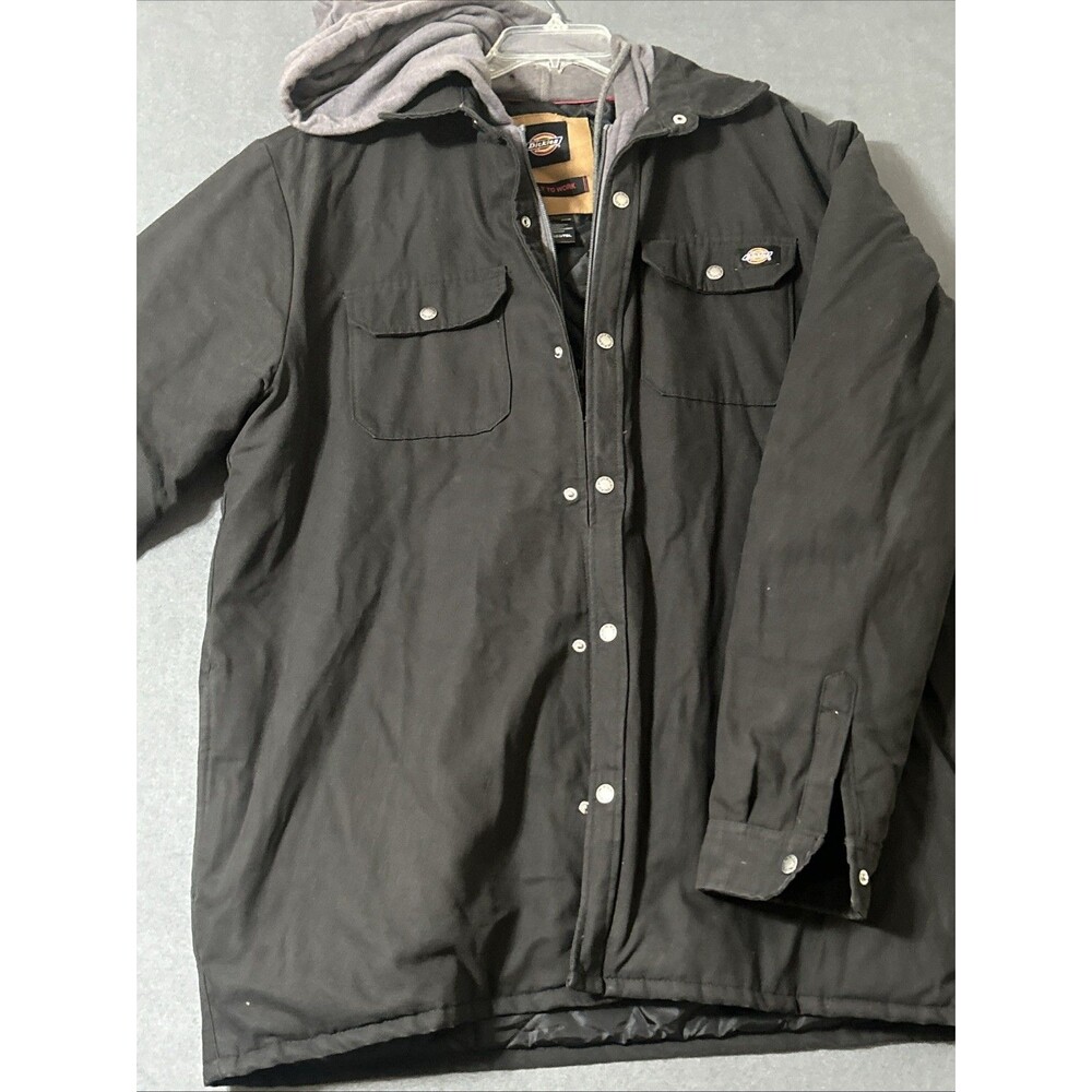 Dickies Canvas Jacket Black Diamond Quilt Hooded WorkWear Hoodie Men’s Sz XLT